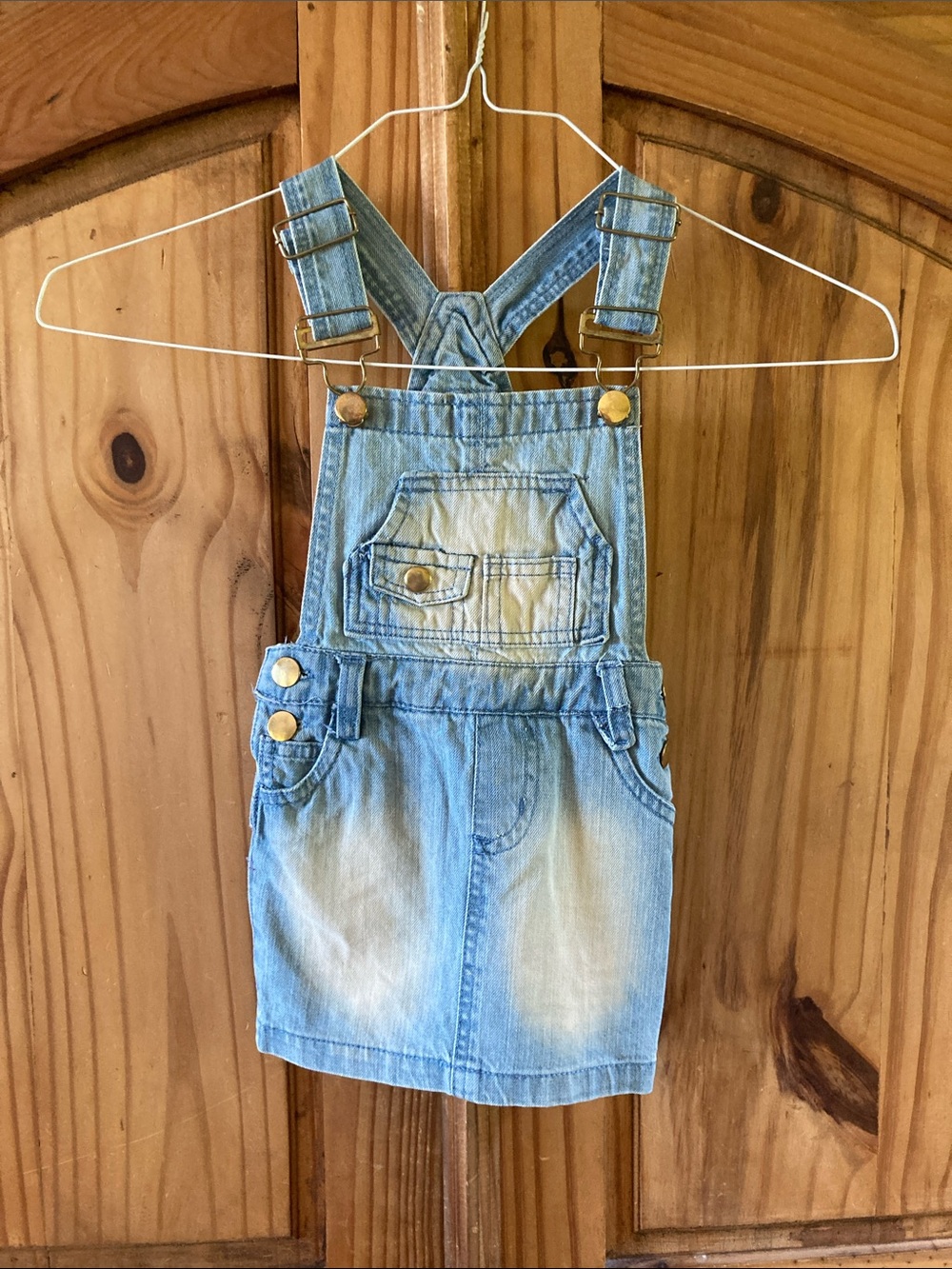 Girls Hearts blue jean overalls dress size 3T - NWT